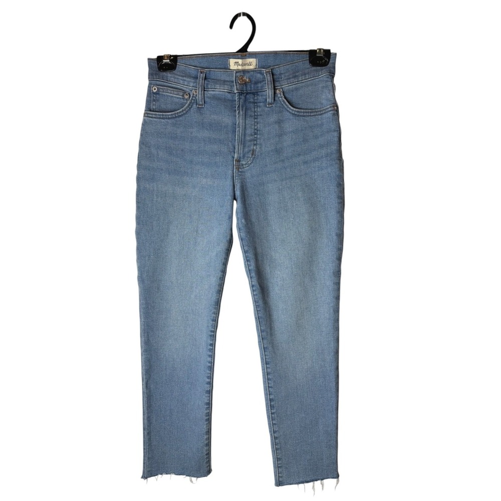 Madewell Mid Rise Perfect Vintage Jean Women 27 Blue Raw Hem Tapered Hemp Denim